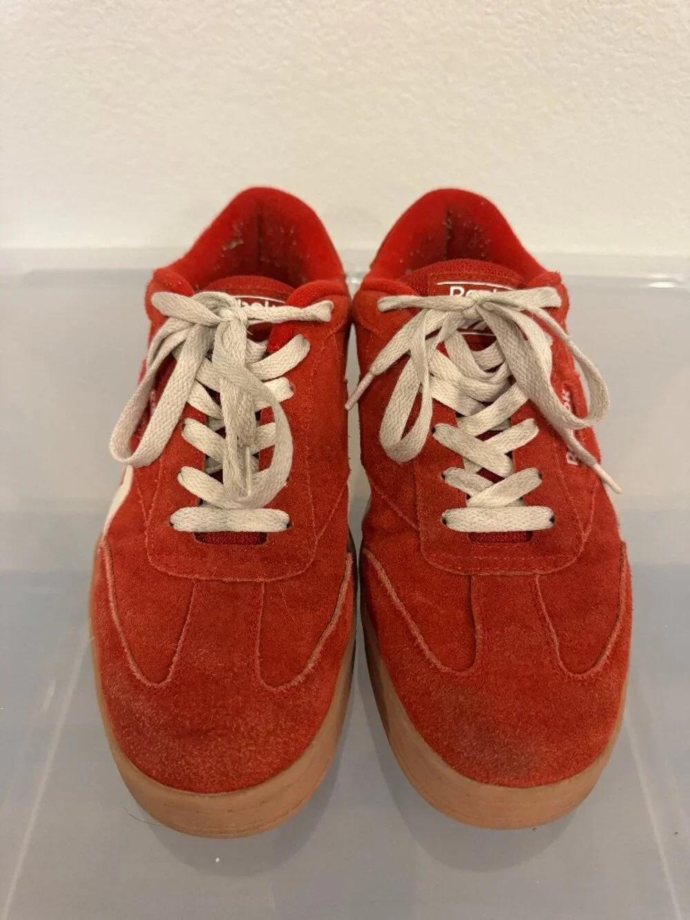 Reebok Forte Lounger Double-Up Red Suede Gum Sneakers Women's 7.5